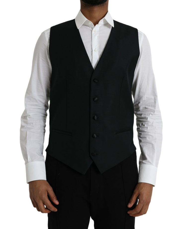 Black Wool Vest Dress Formal Waistcoat