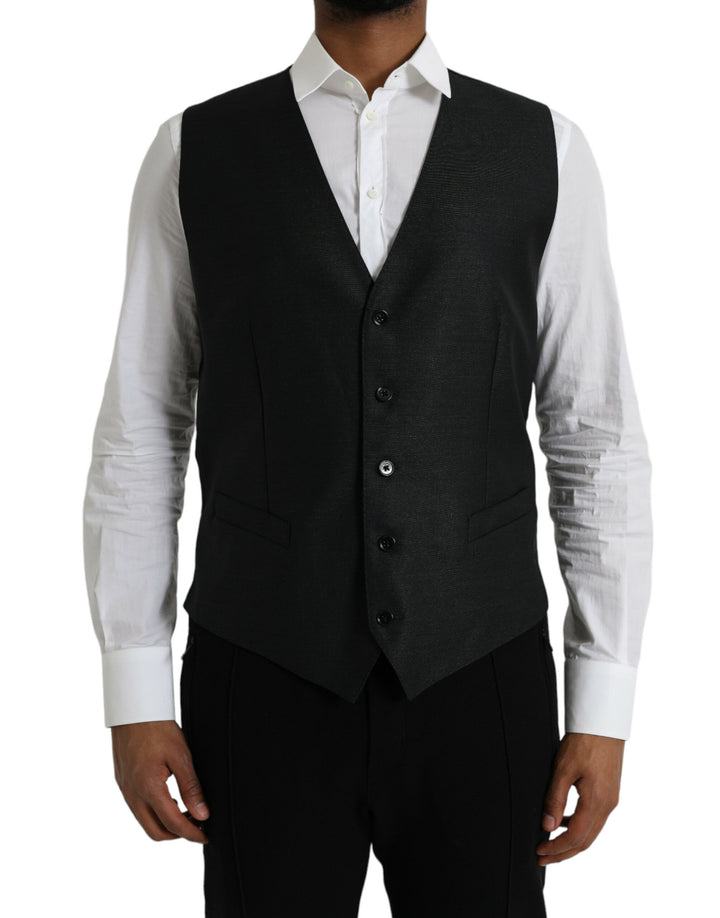 Black Wool Vest Dress Formal Waistcoat