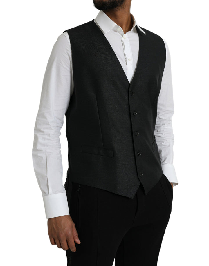Black Wool Vest Dress Formal Waistcoat