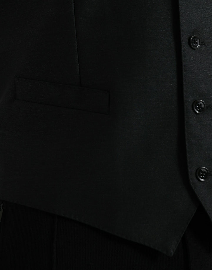 Black Wool Vest Dress Formal Waistcoat