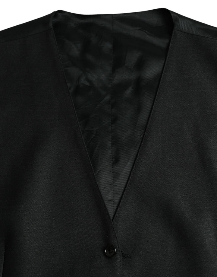 Black Wool Vest Dress Formal Waistcoat