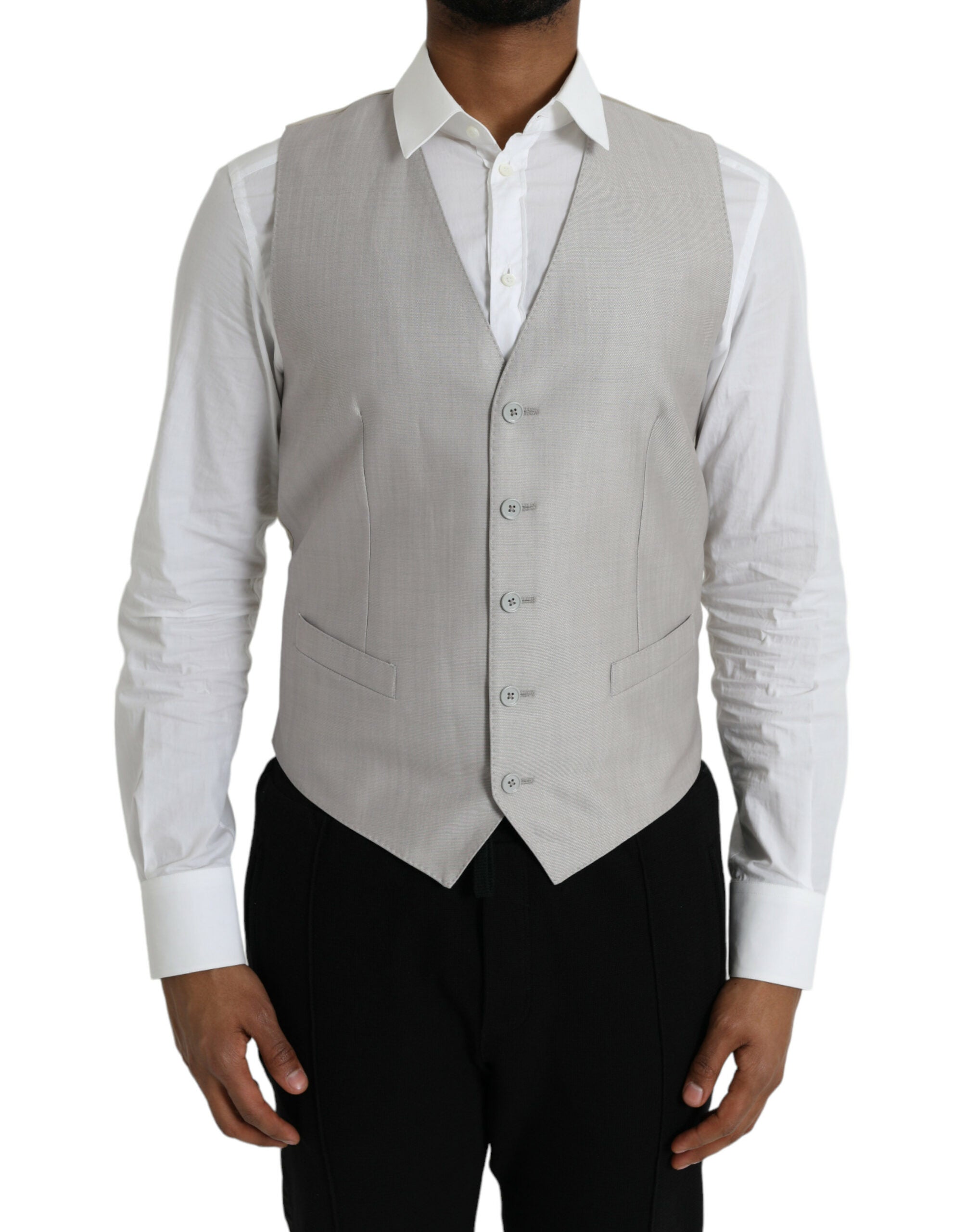 Light Grey Wool Formal Dress Vest Waistcoat