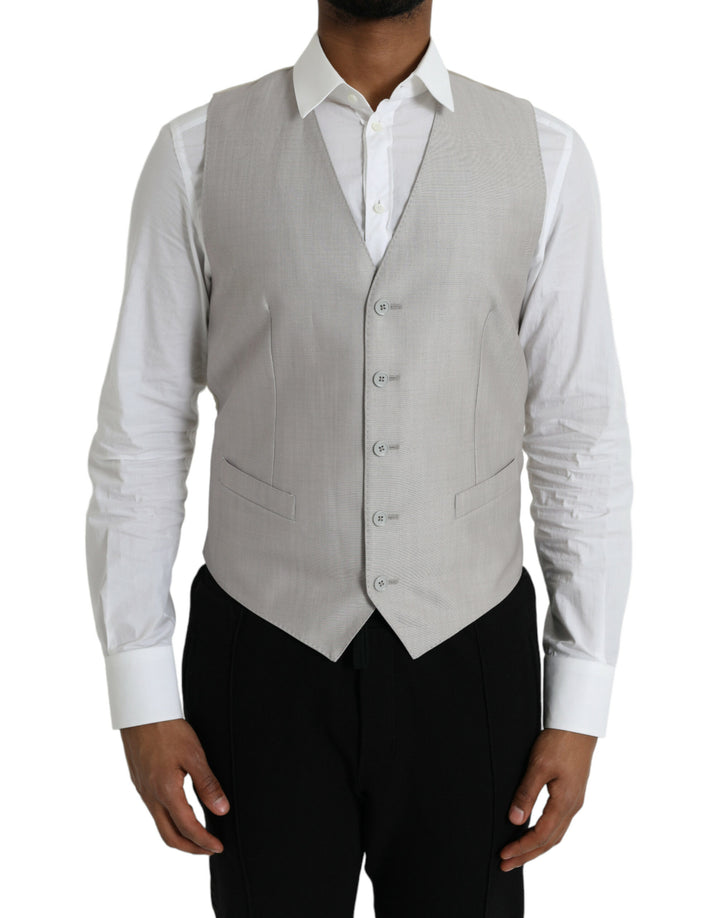 Light Grey Wool Formal Dress Vest Waistcoat