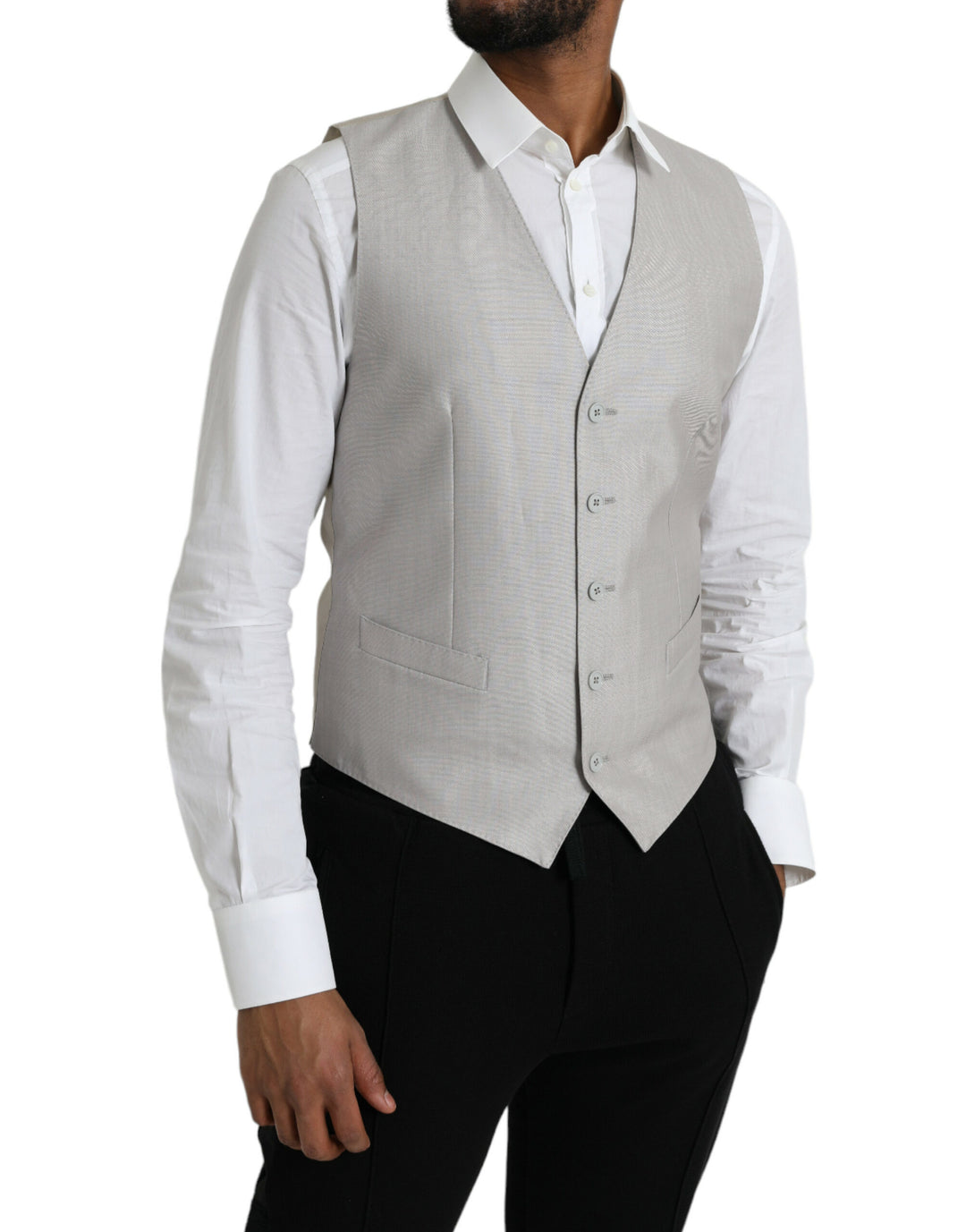 Light Grey Wool Formal Dress Vest Waistcoat