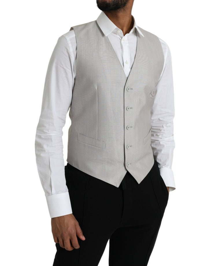 Light Grey Wool Formal Dress Vest Waistcoat