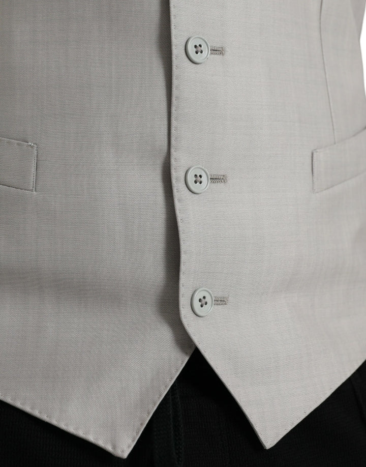 Light Grey Wool Formal Dress Vest Waistcoat