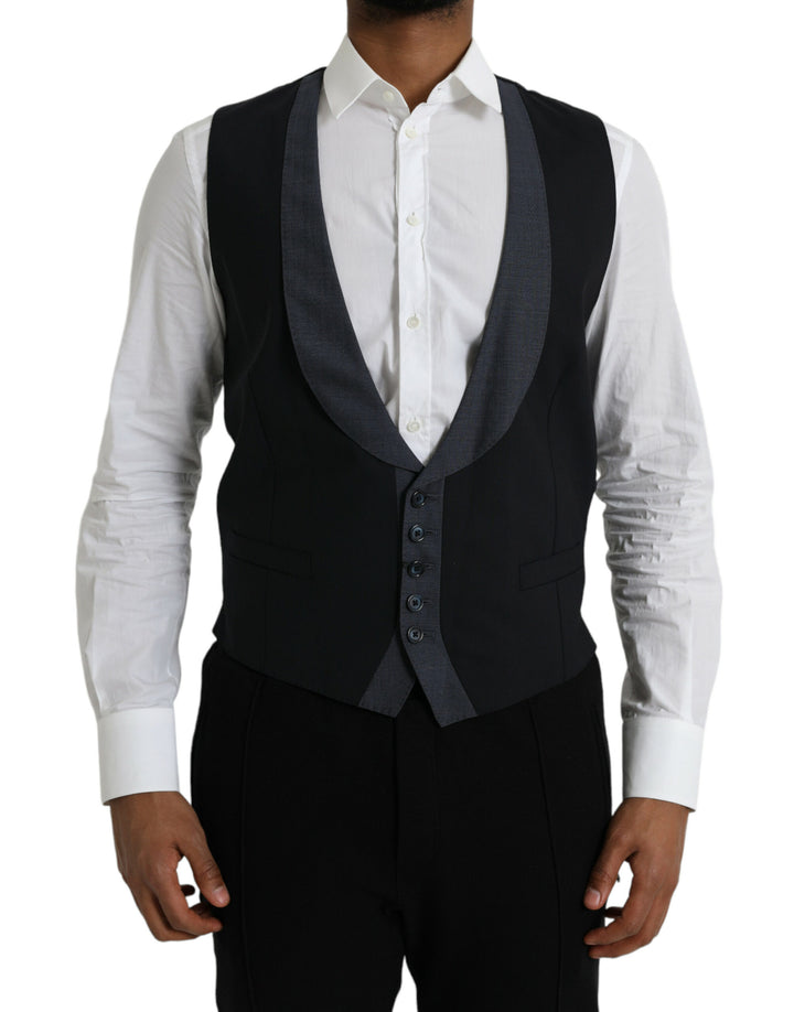 Black Wool Vest Dress Formal Waistcoat