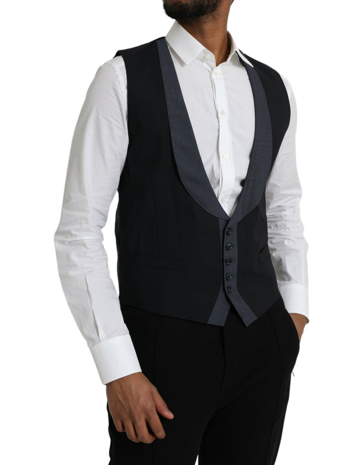 Black Wool Vest Dress Formal Waistcoat