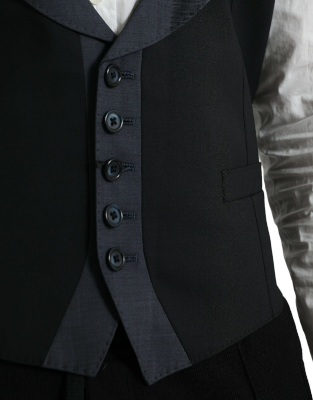Black Wool Vest Dress Formal Waistcoat