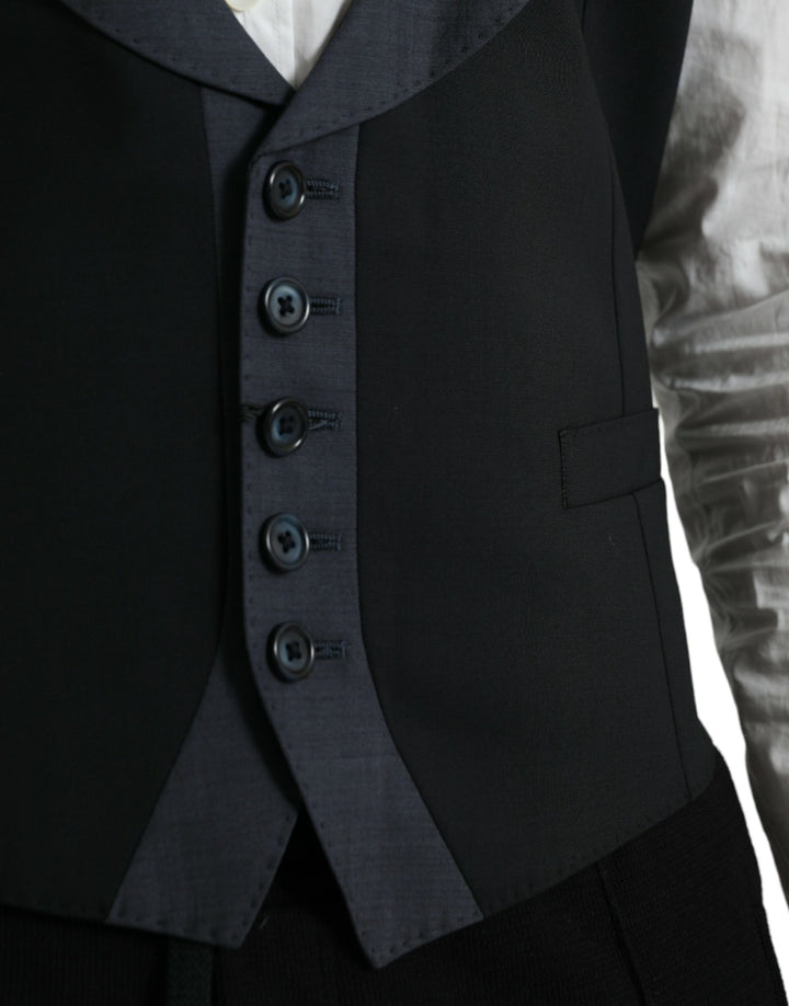Black Wool Vest Dress Formal Waistcoat