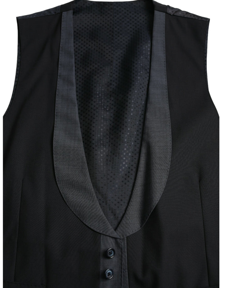 Black Wool Vest Dress Formal Waistcoat