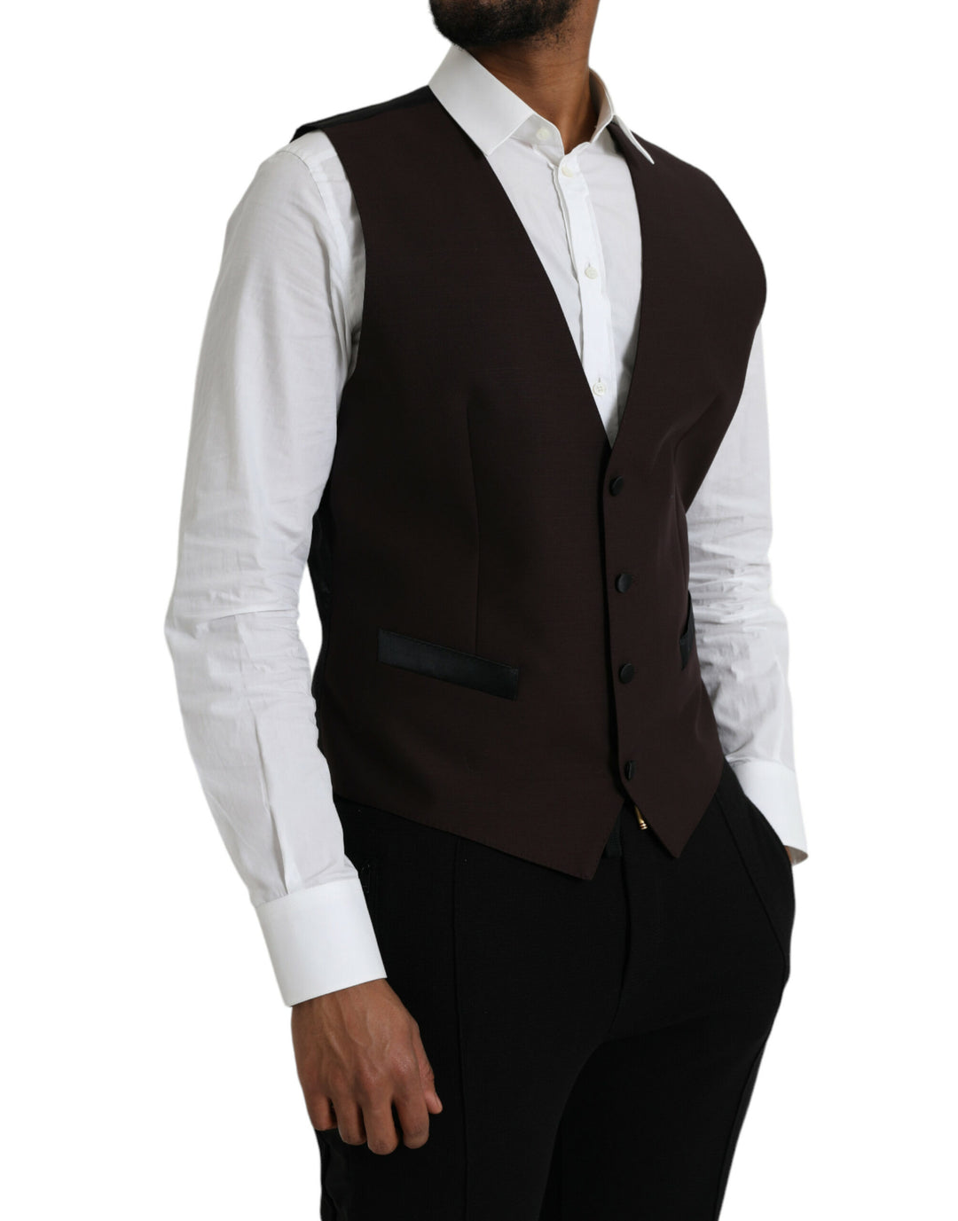 Braunes Wollwams Kleid Formelle Weste