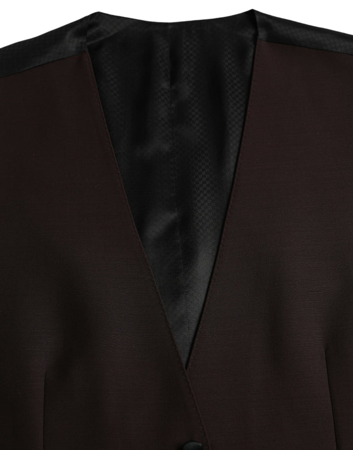 Braunes Wollwams Kleid Formelle Weste
