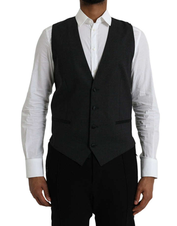 Black Cotton Vest Dress Formal Waistcoat
