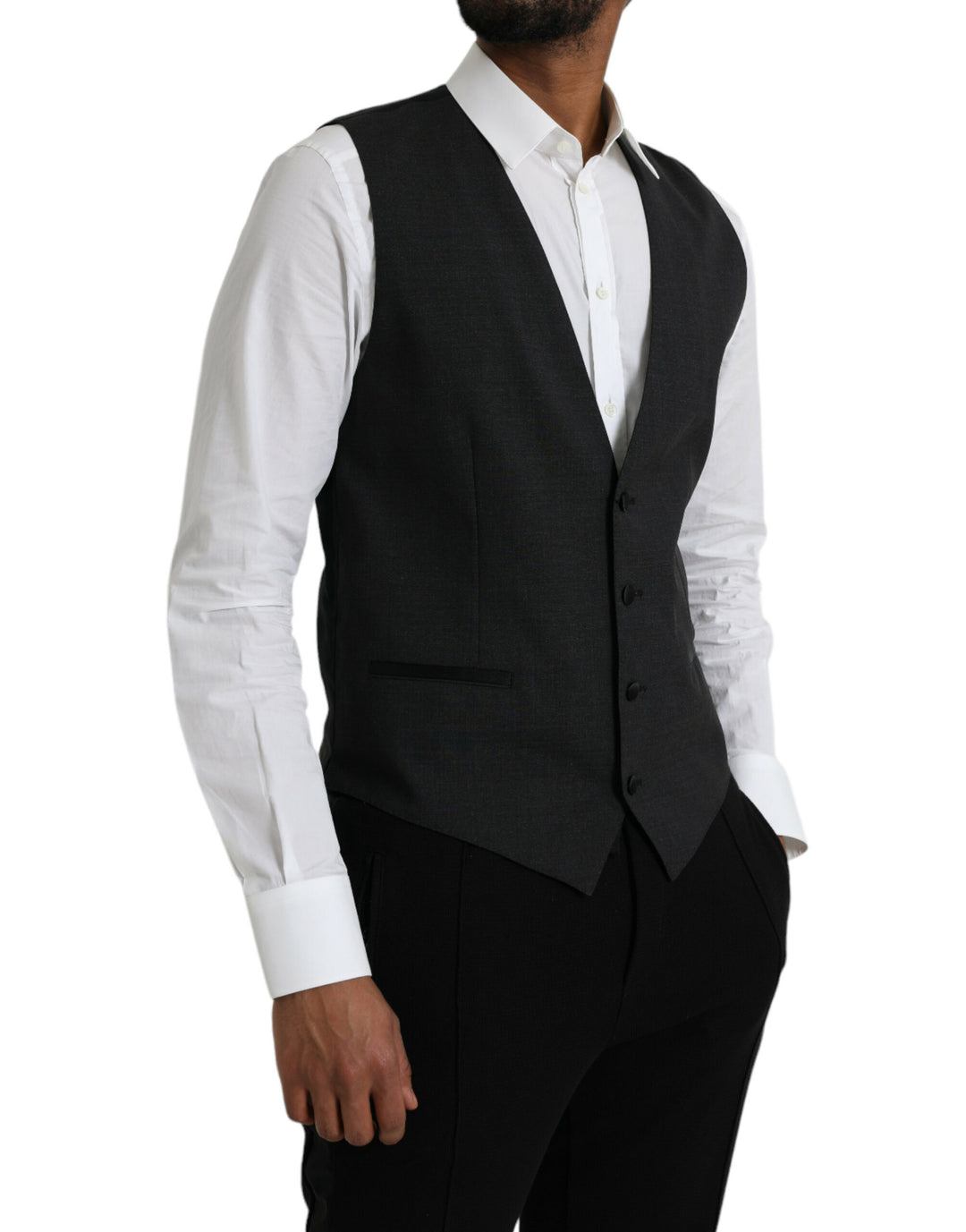 Black Cotton Vest Dress Formal Waistcoat