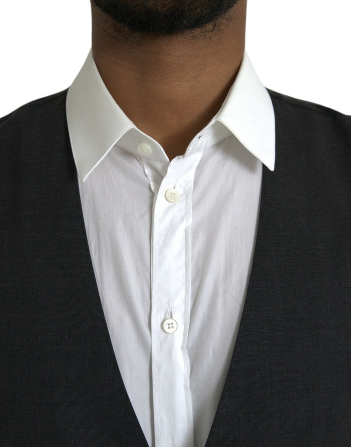 Black Cotton Vest Dress Formal Waistcoat