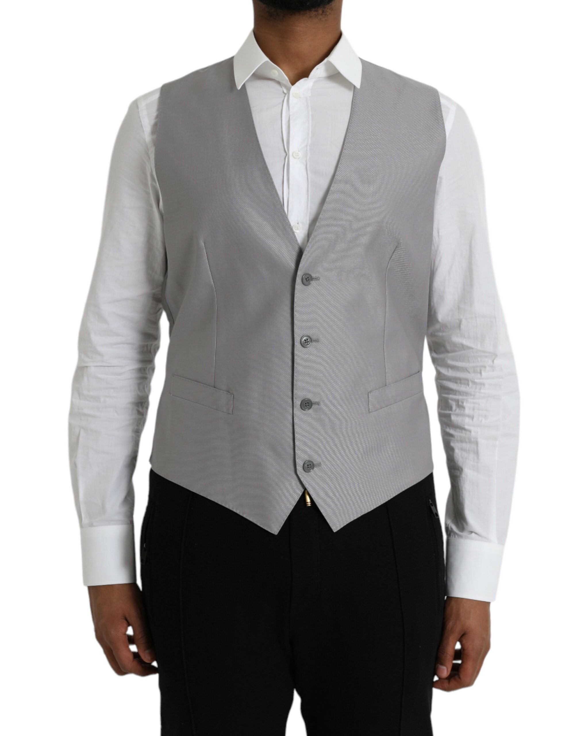 Light Grey Wool Formal Dress Vest Waistcoat