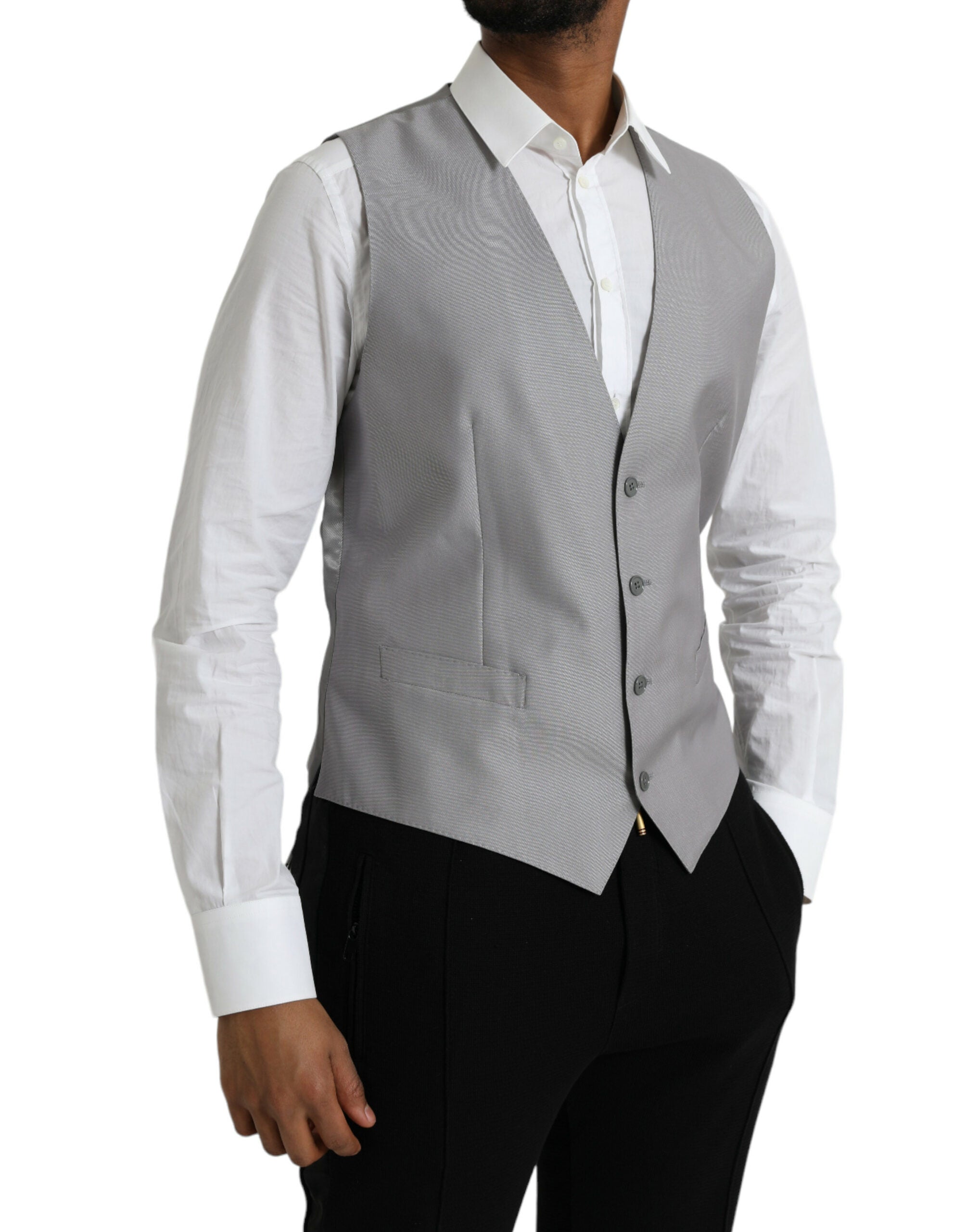 Light Grey Wool Formal Dress Vest Waistcoat