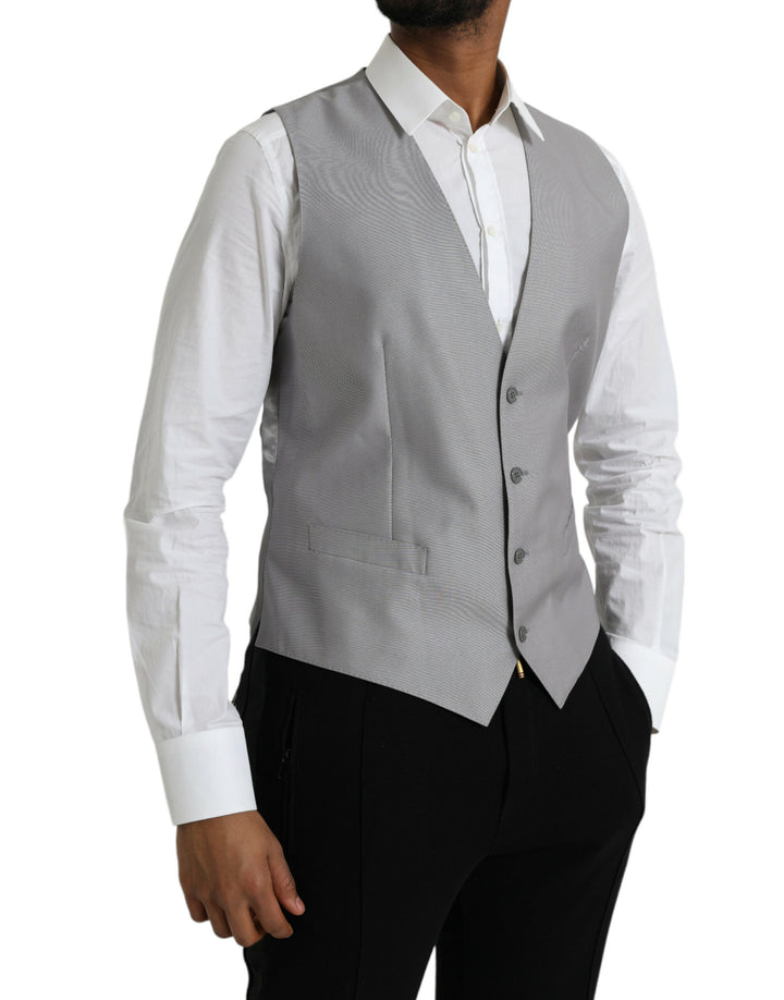 Light Grey Wool Formal Dress Vest Waistcoat