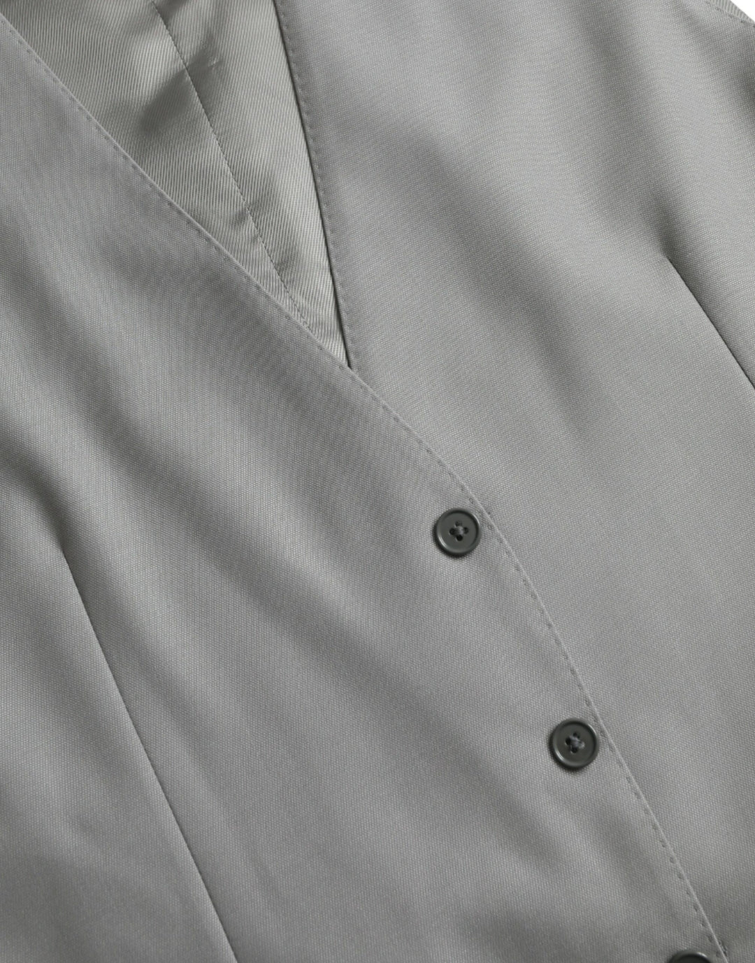 Light Grey Wool Formal Dress Vest Waistcoat