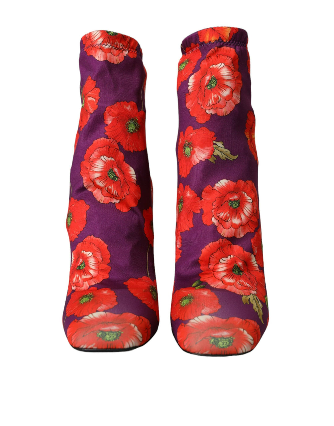 Dolce & Gabbana Lila Floral Jersey Stretch Stiefel Schuhe