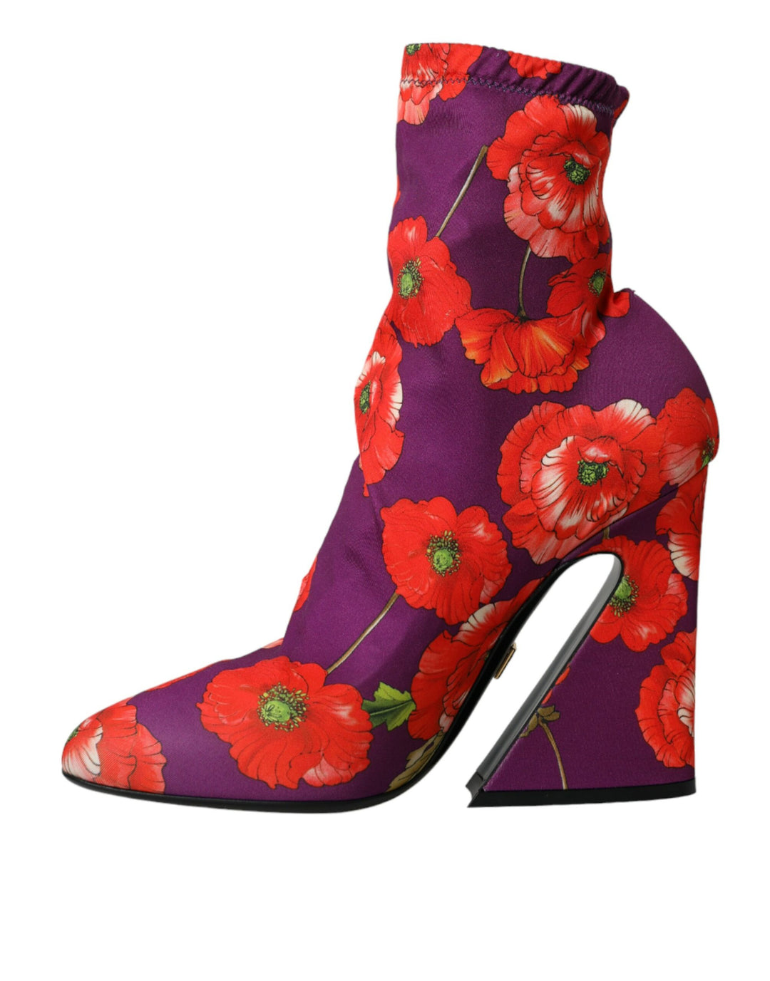 Dolce & Gabbana Lila Floral Jersey Stretch Stiefel Schuhe