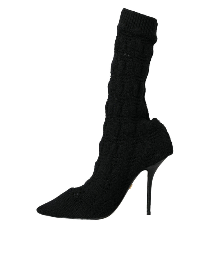 Dolce & Gabbana Schwarz Stiletto Heels Mid Calf Stiefel Schuhe