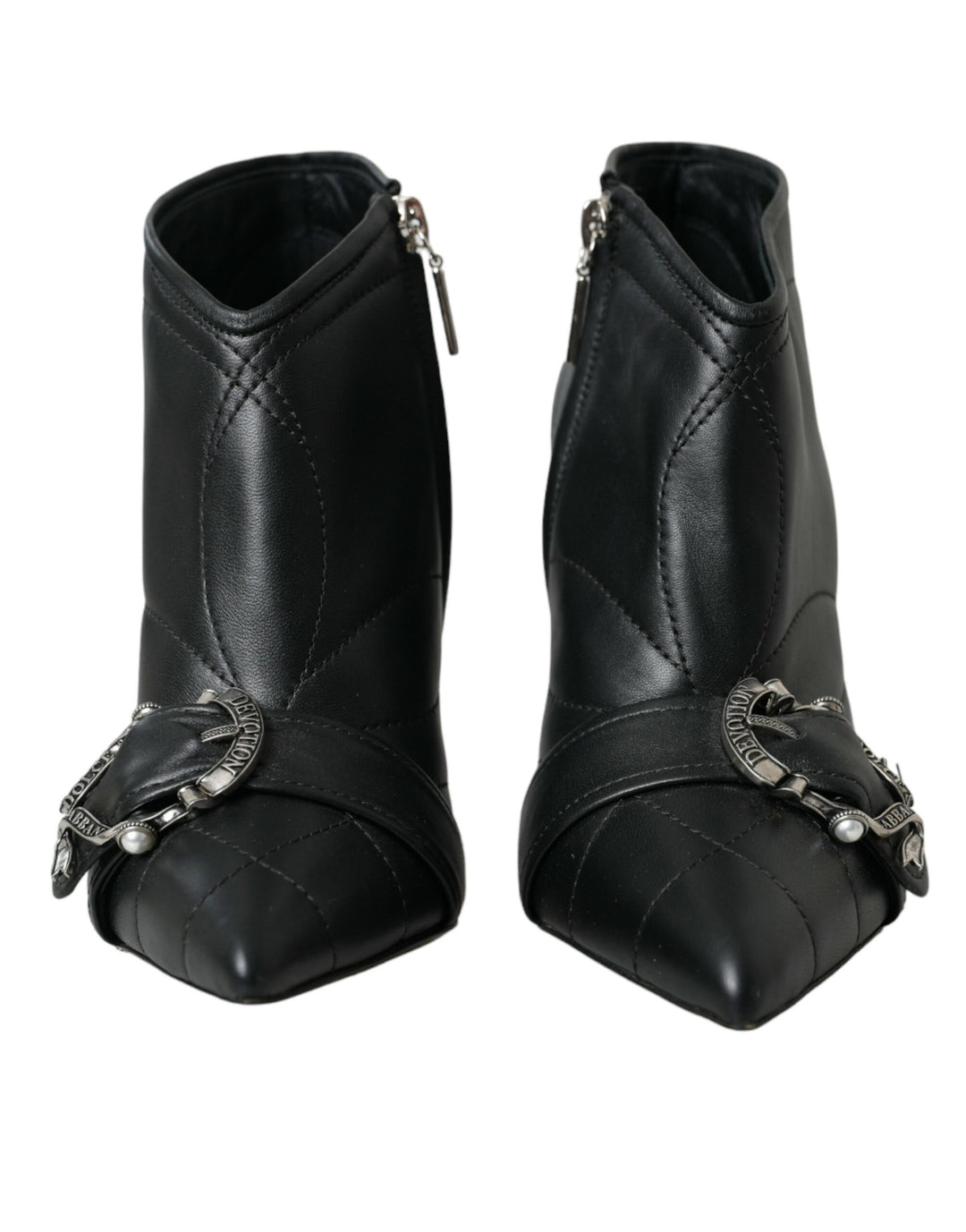 Dolce & Gabbana Schwarz Devotion Gesteppte Stiefel mit Schnalle Schuhe