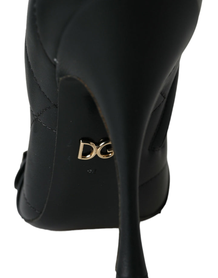 Dolce & Gabbana Schwarz Devotion Gesteppte Stiefel mit Schnalle Schuhe