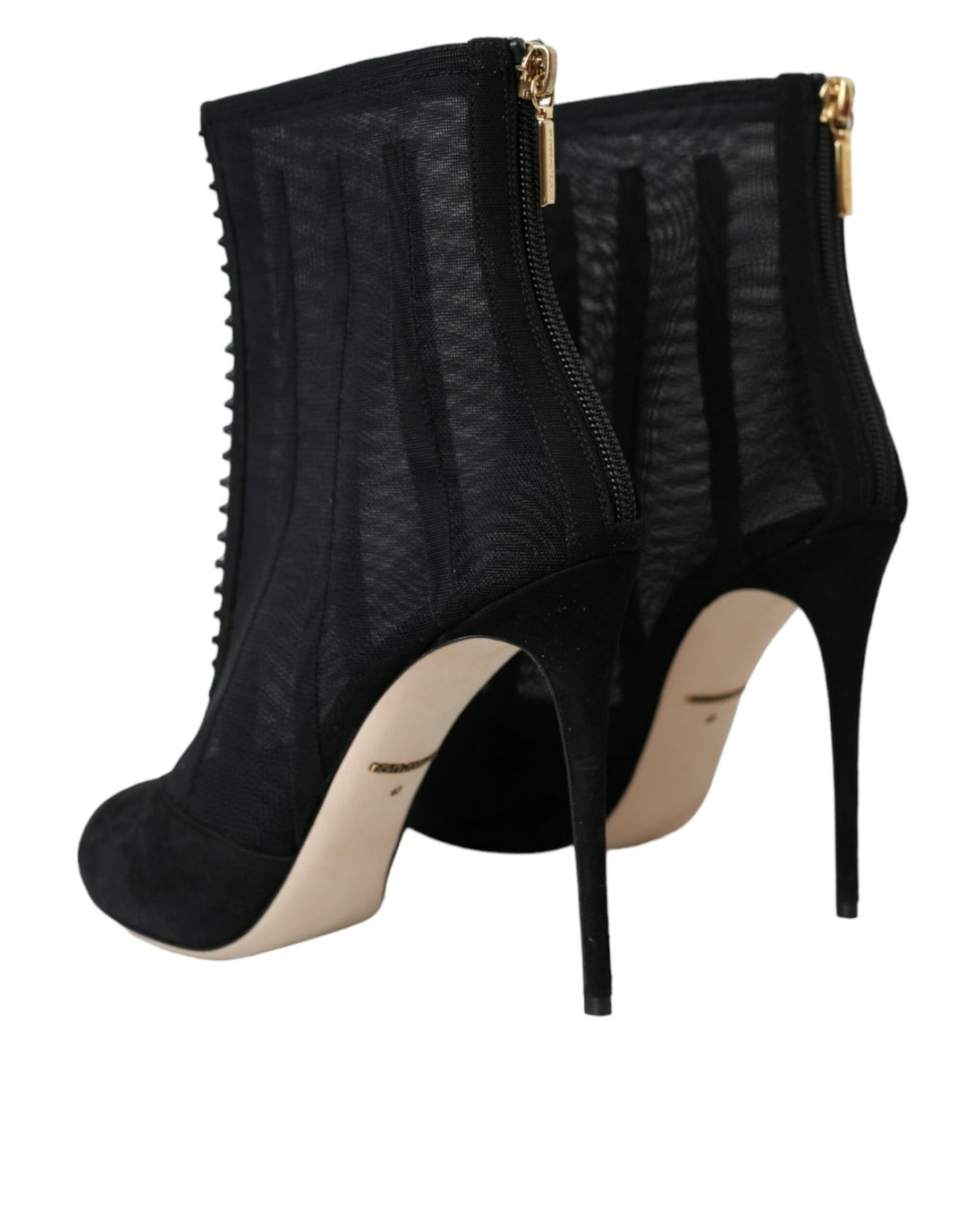 Dolce & Gabbana Schwarz Mesh Stiletto Heels Stiefelette Schuhe