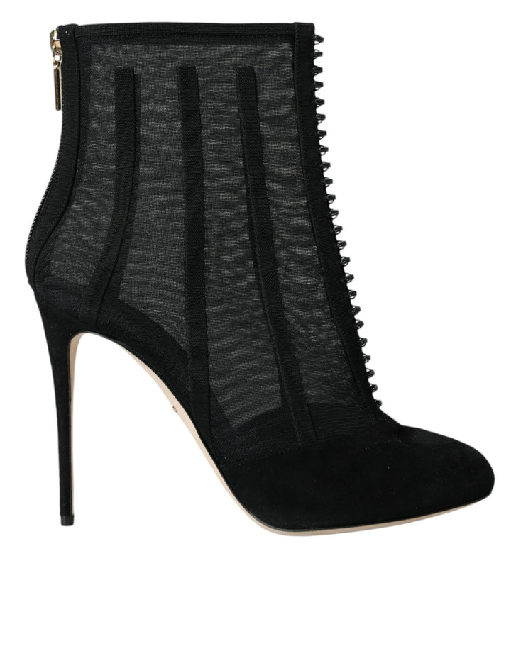 Dolce & Gabbana Schwarz Mesh Stiletto Heels Stiefelette Schuhe