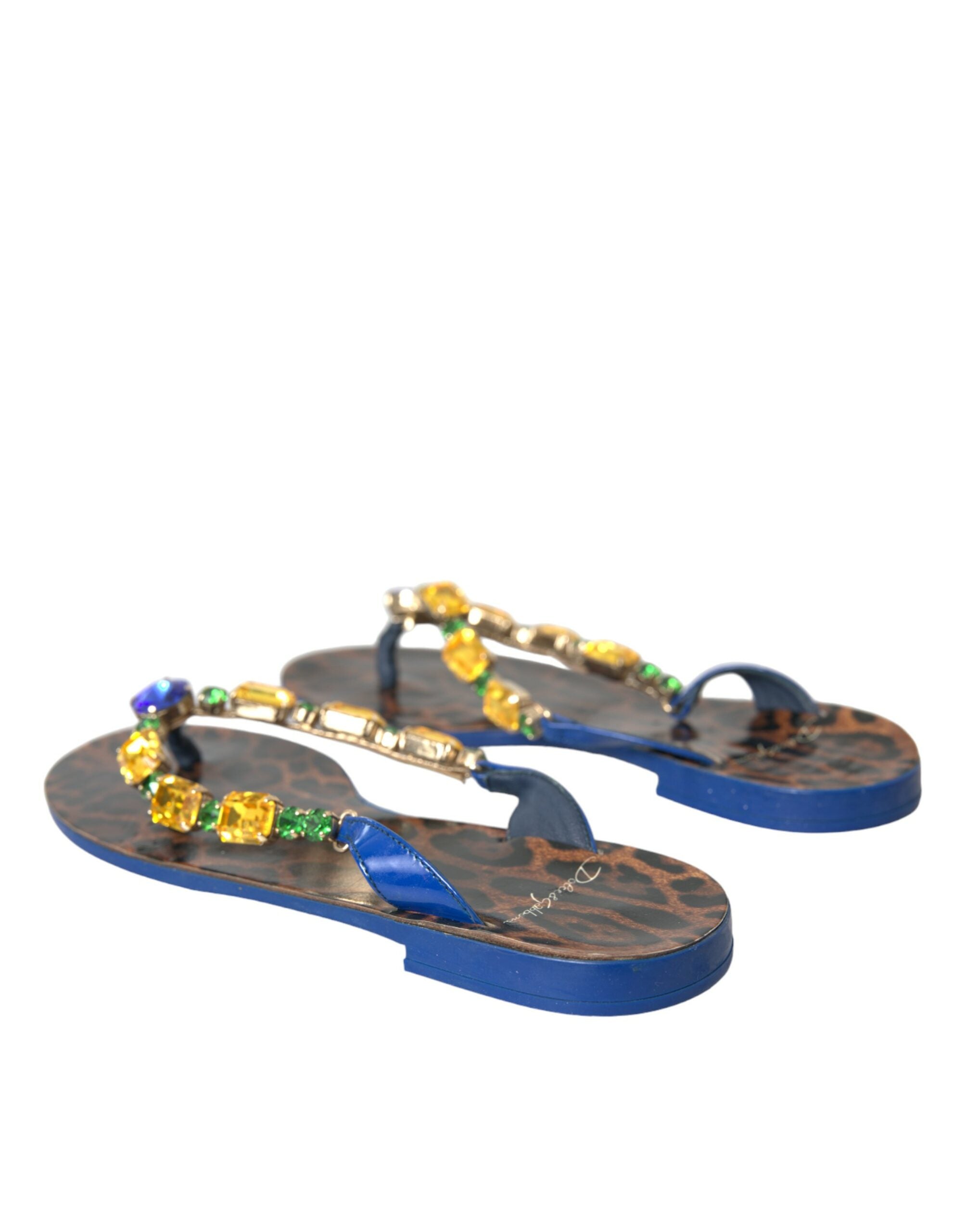 Blue Crystal Calf Leather Beach Shoes