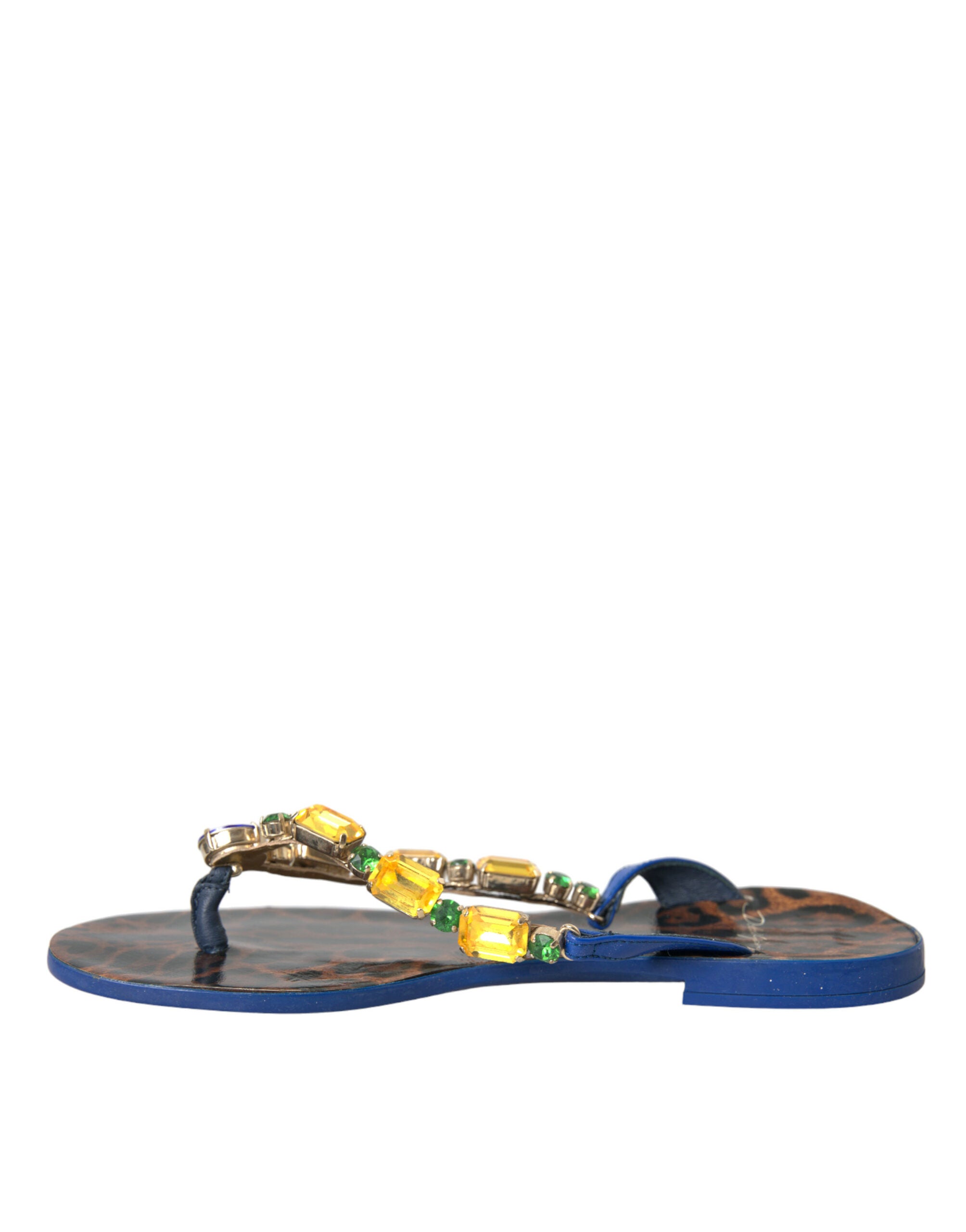 Blue Crystal Calf Leather Beach Shoes