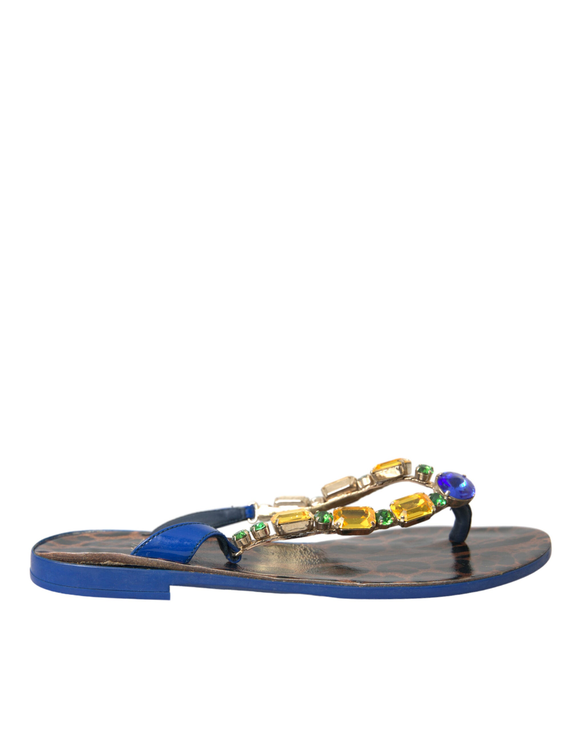 Blue Crystal Calf Leather Beach Shoes
