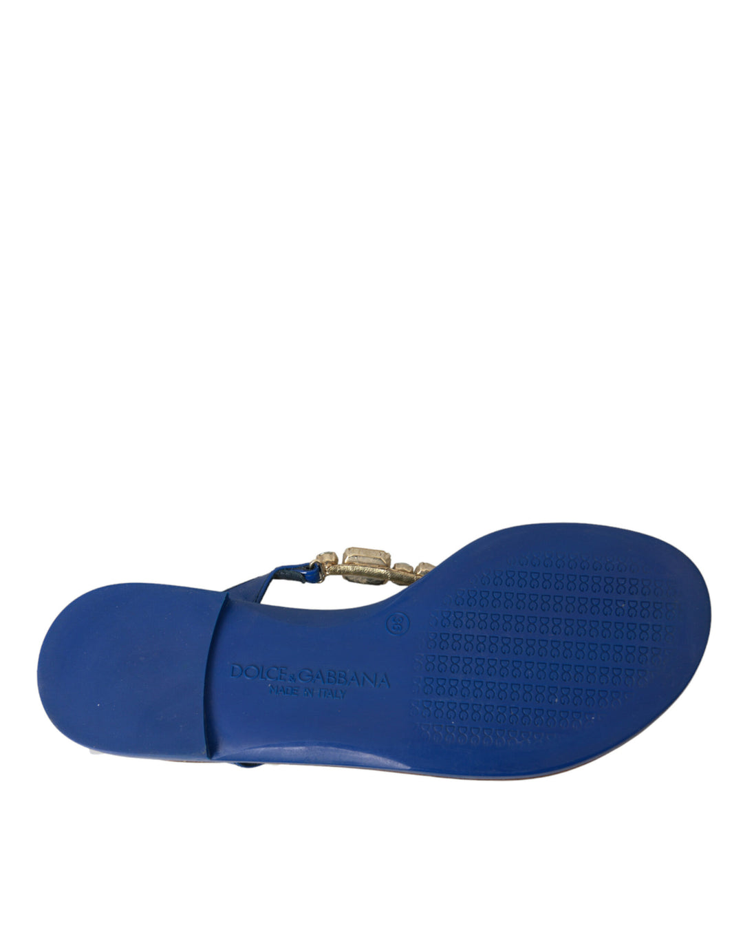 Dolce & Gabbana Blaue Crystal Calf Leder Strandschuhe