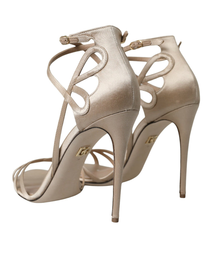 Beige leather strappy sandals shoes