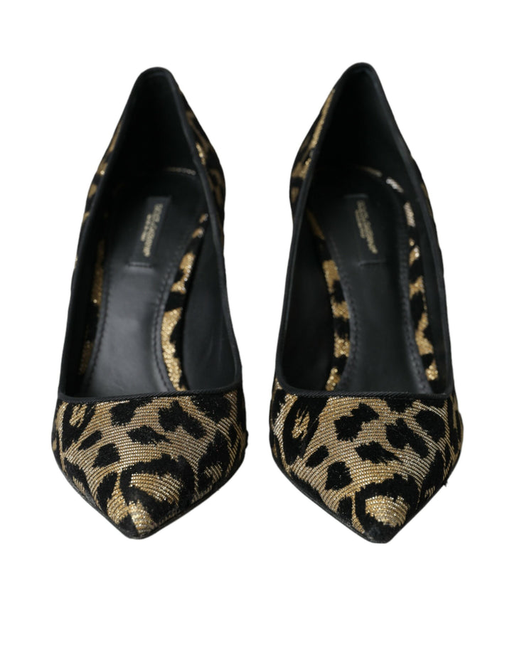 Dolce & Gabbana Schwarz Gold Leopard Lurex Heels Pumps Schuhe