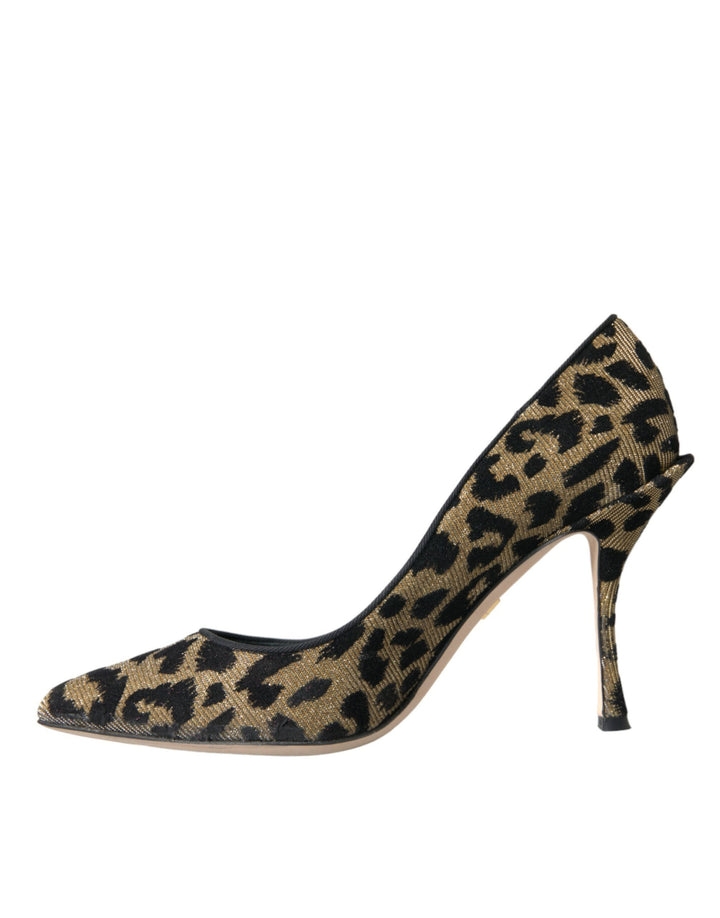 Dolce & Gabbana Schwarz Gold Leopard Lurex Heels Pumps Schuhe