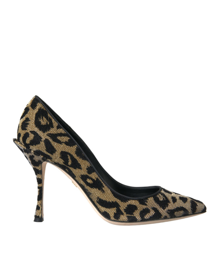 Dolce & Gabbana Schwarz Gold Leopard Lurex Heels Pumps Schuhe