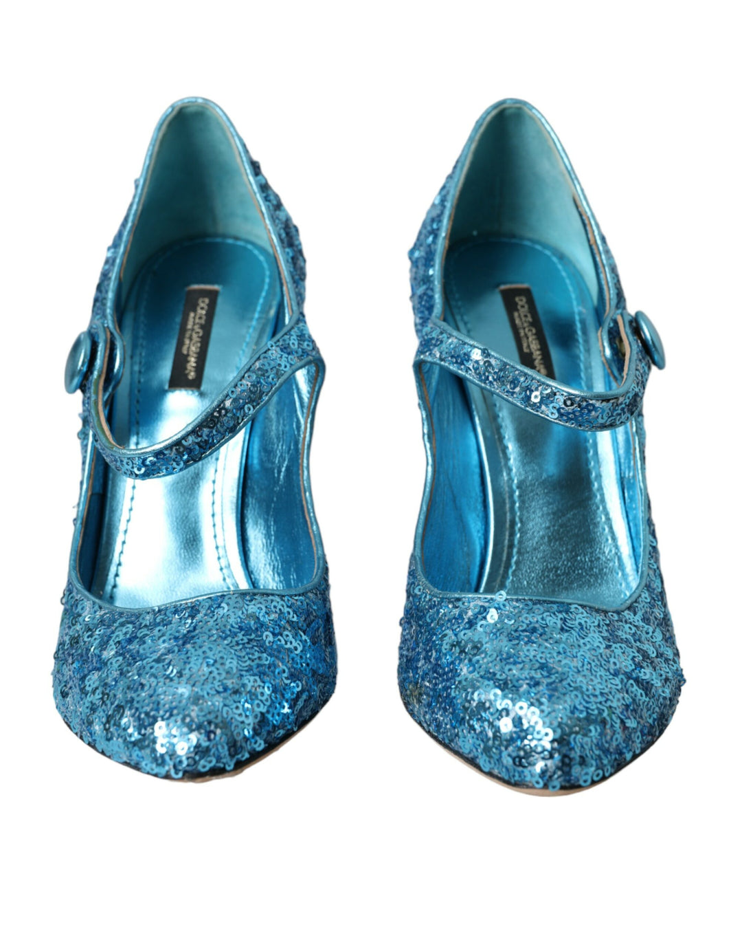 Blau Pailletten Mary Jane Pumps High Heels Schuhe