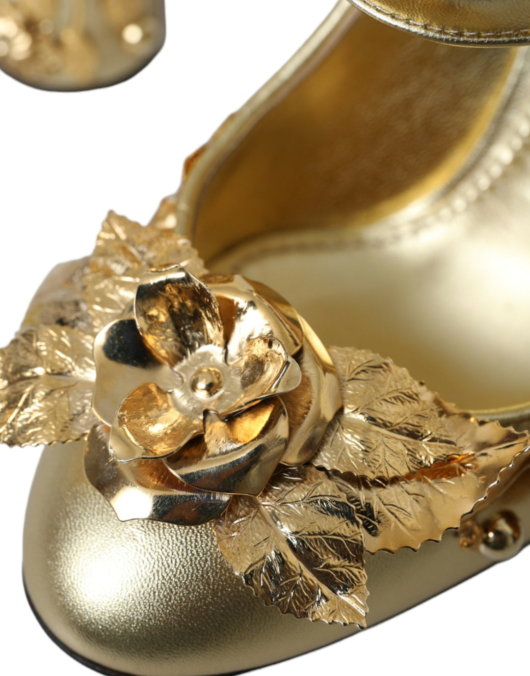 Gold Leder Kristall Mary Janes Pumps Schuhe