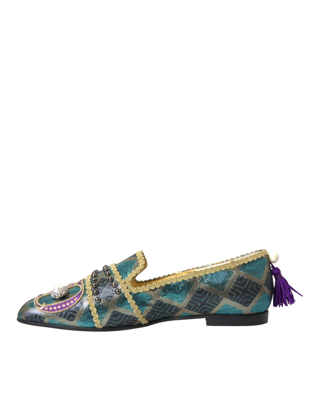 Dolce & Gabbana Multicolor Jacquard verschönerte Loafers Schuhe