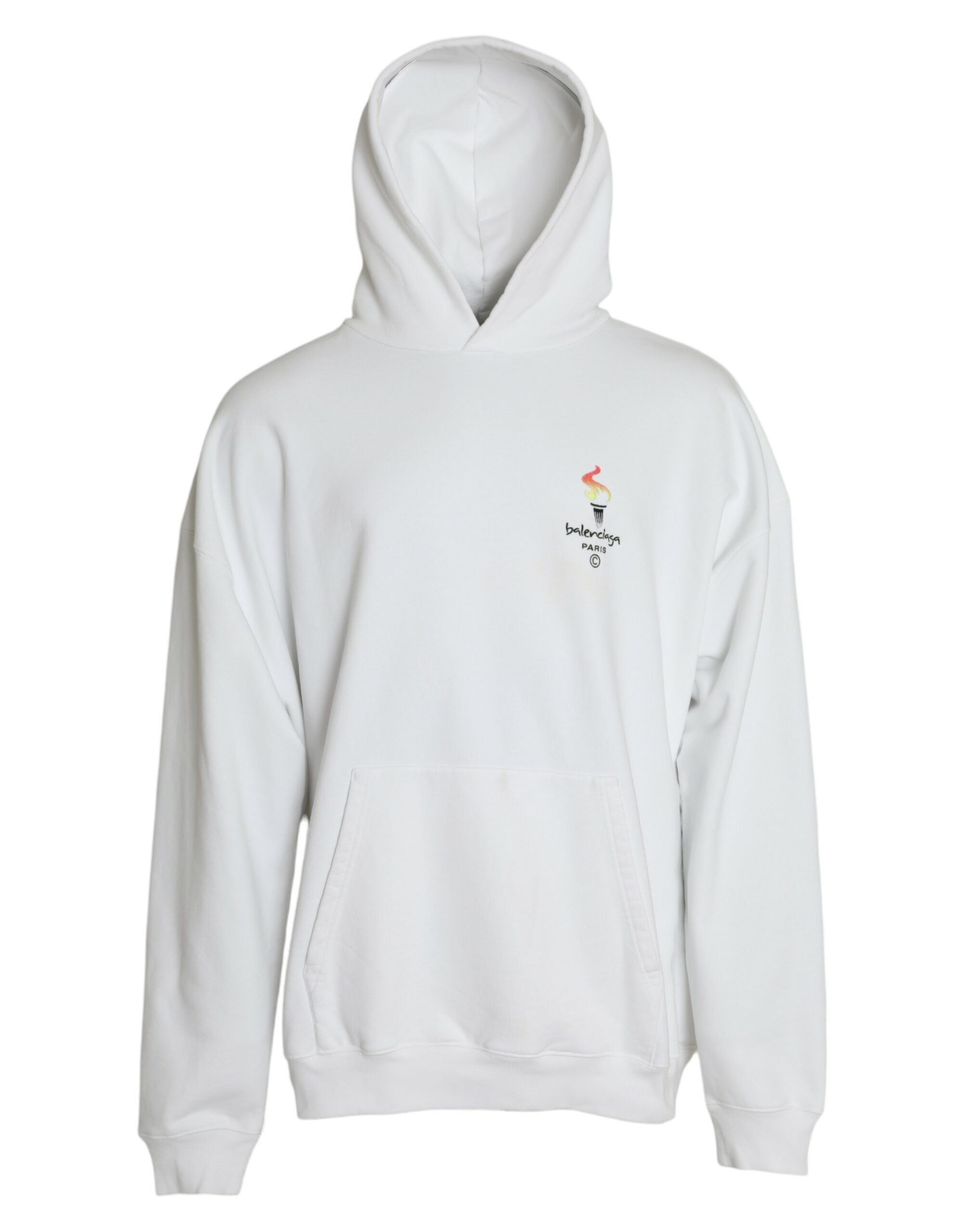 White cotton logo hoodie sweatshirt pullover