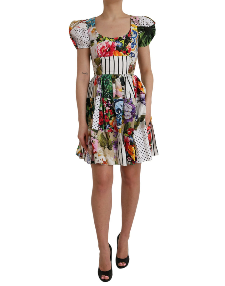 Multicolor Patchwork-Baumwoll-Minikleid Aline
