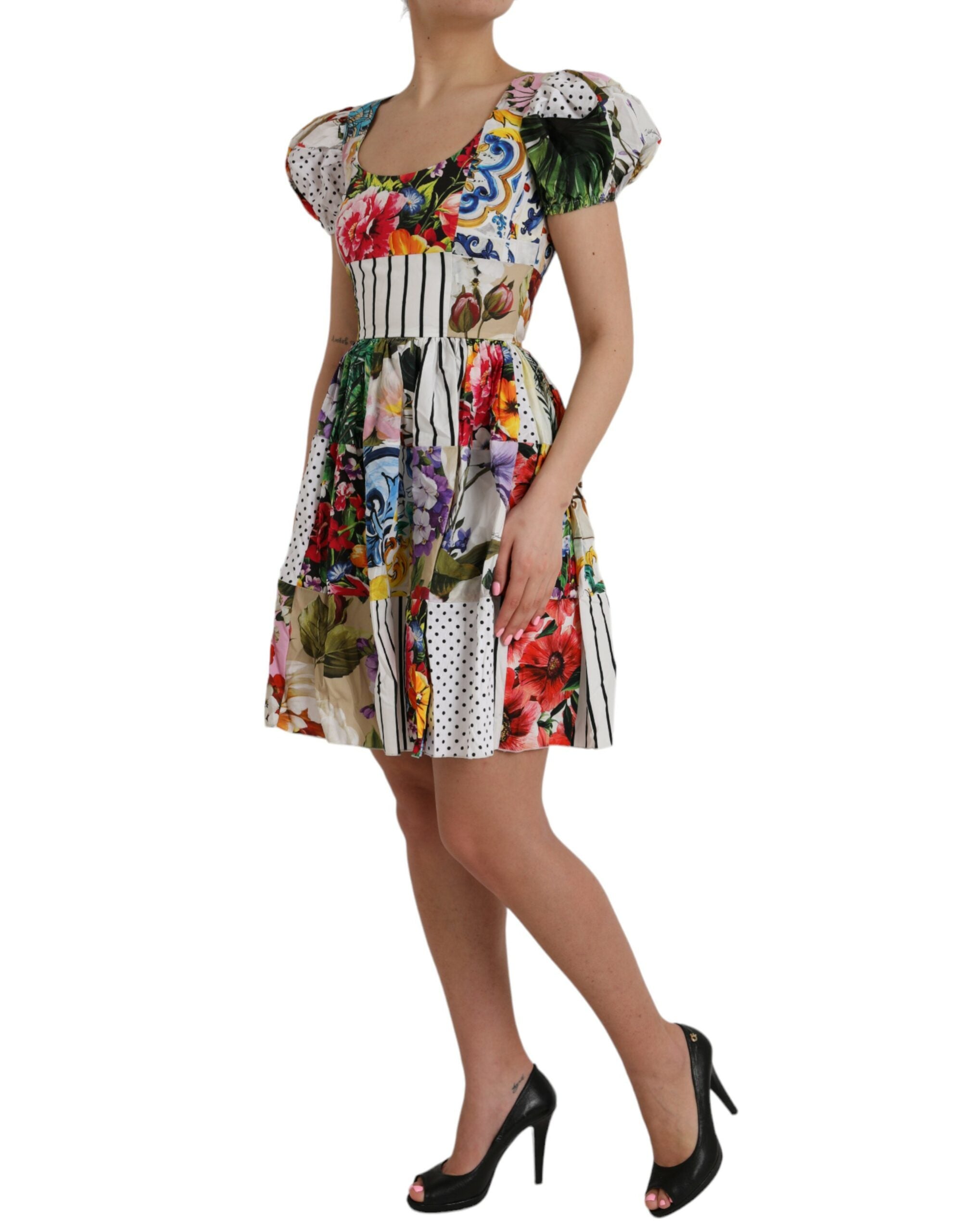 Multicolor patchwork cotton mini dress Aline