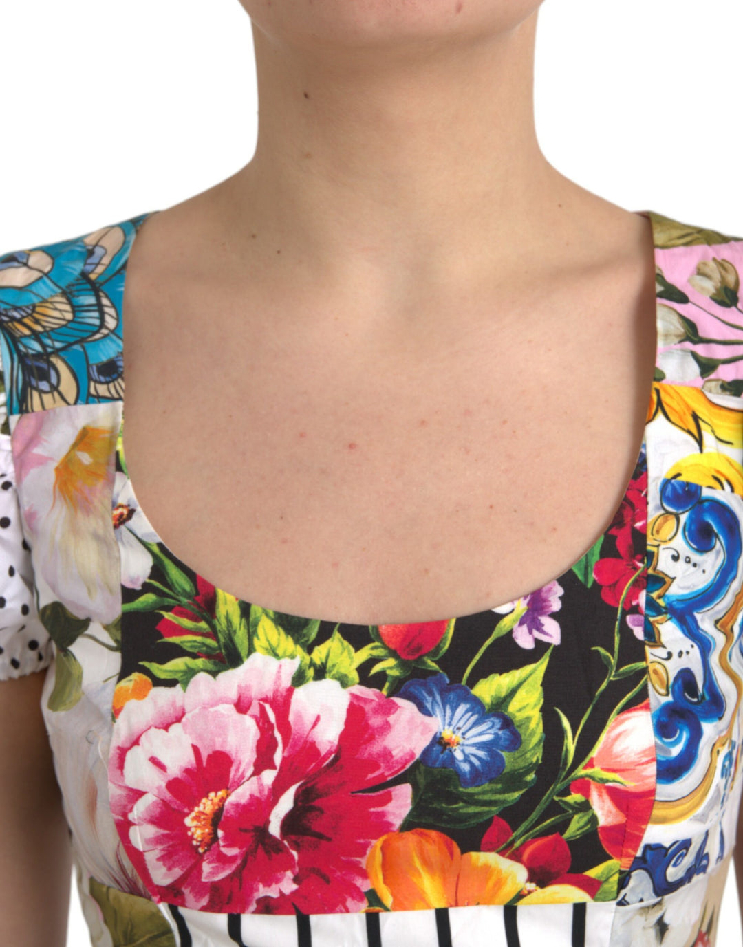 Multicolor Patchwork-Baumwoll-Minikleid Aline