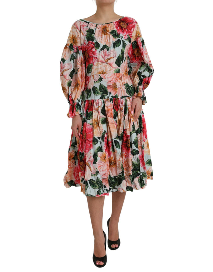 Multicolor Floral CottonAline Plissee-Kleid
