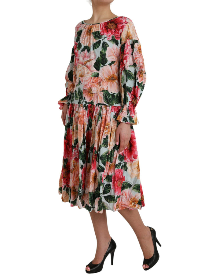 Multicolor Floral CottonAline Plissee-Kleid