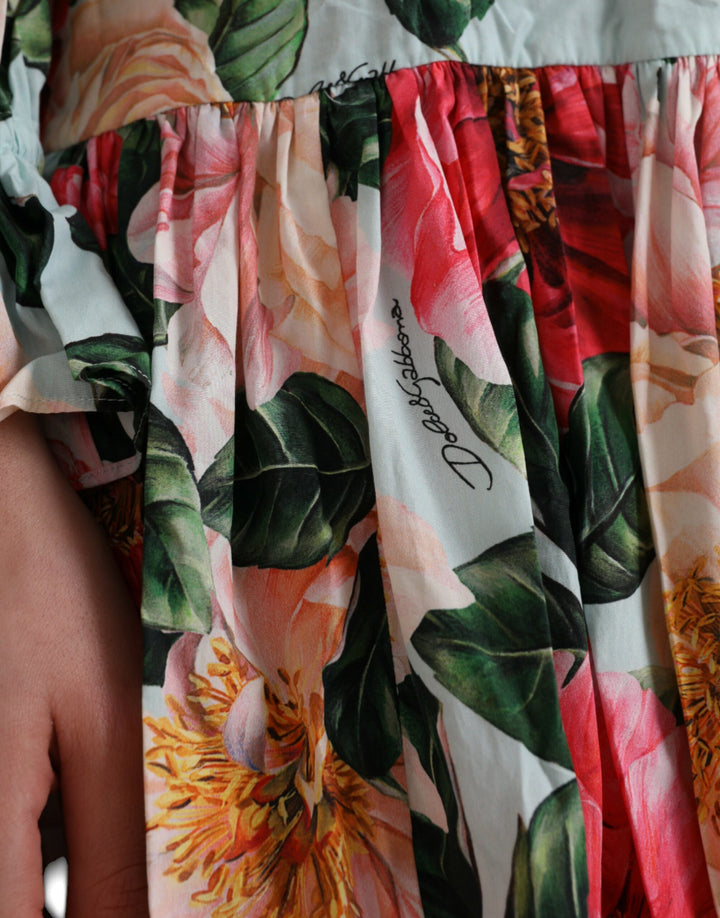 Multicolor Floral CottonAline Plissee-Kleid
