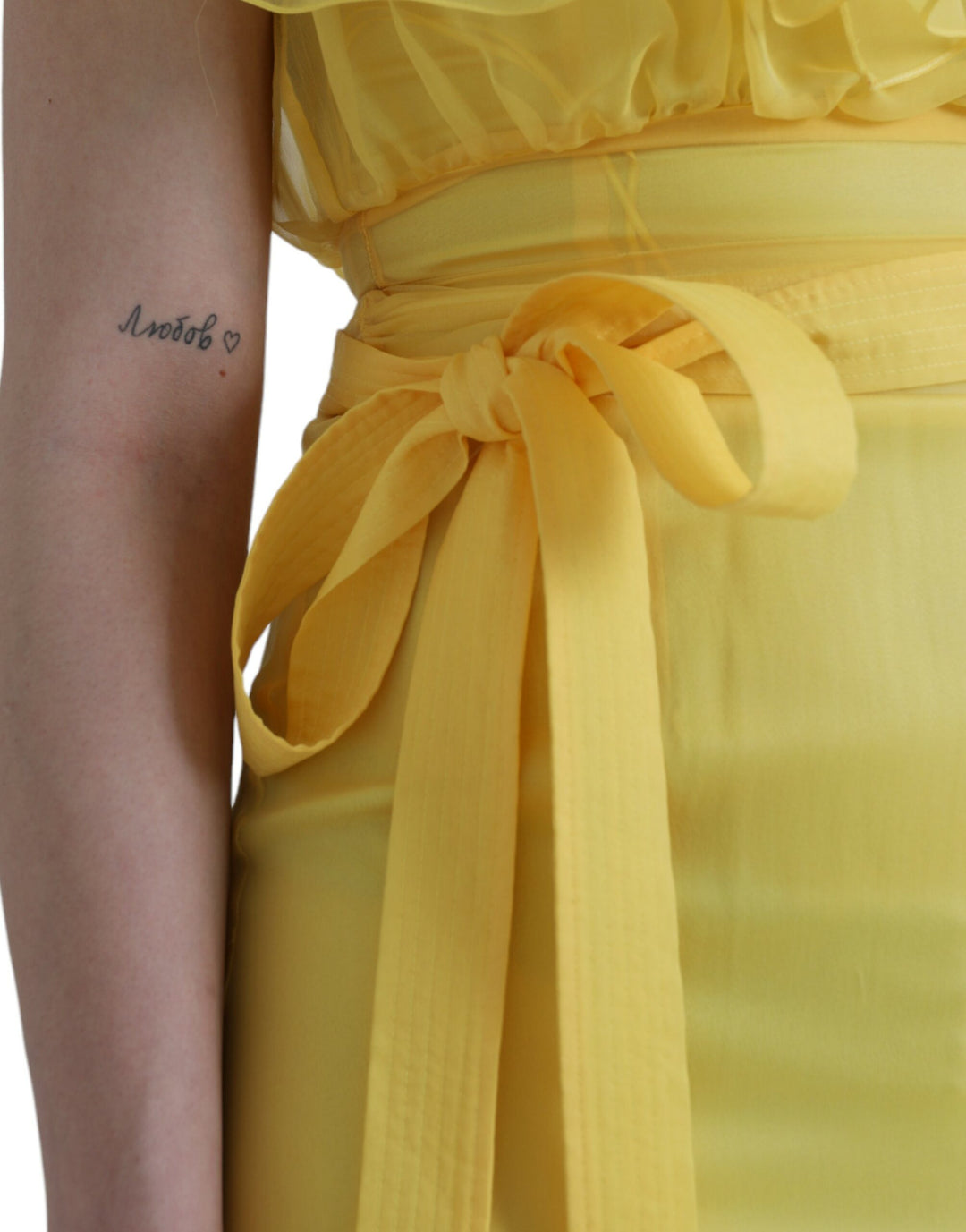 Yellow silk coat dress with belt Long maxi dress